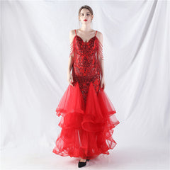 Elegant Beaded Floral Sequin Mesh Formal Dress