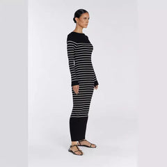 Women Color Block Round Neck Striped Dress