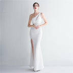 REVCHIC LUXE Elegant One-Shoulder Beaded Fishtail Gown