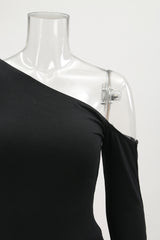 One Shoulder Slim Long Sleeve Top