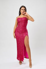 Sequin Sleeveless Split Formal Dress