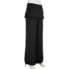 Drawstring Flanging Low Waist Loose Drooping Casual Pants