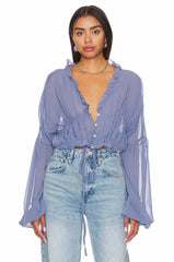 Fall Casual Chiffon Bell Sleeve Top