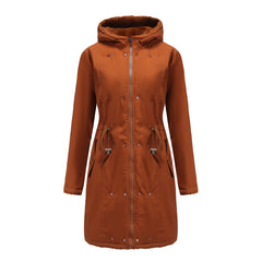 Women Detachable Fur Collar Hooded Warm Cotton Padded Coat