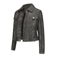 Long Sleeved Motorcycle Thin Leather Jacket