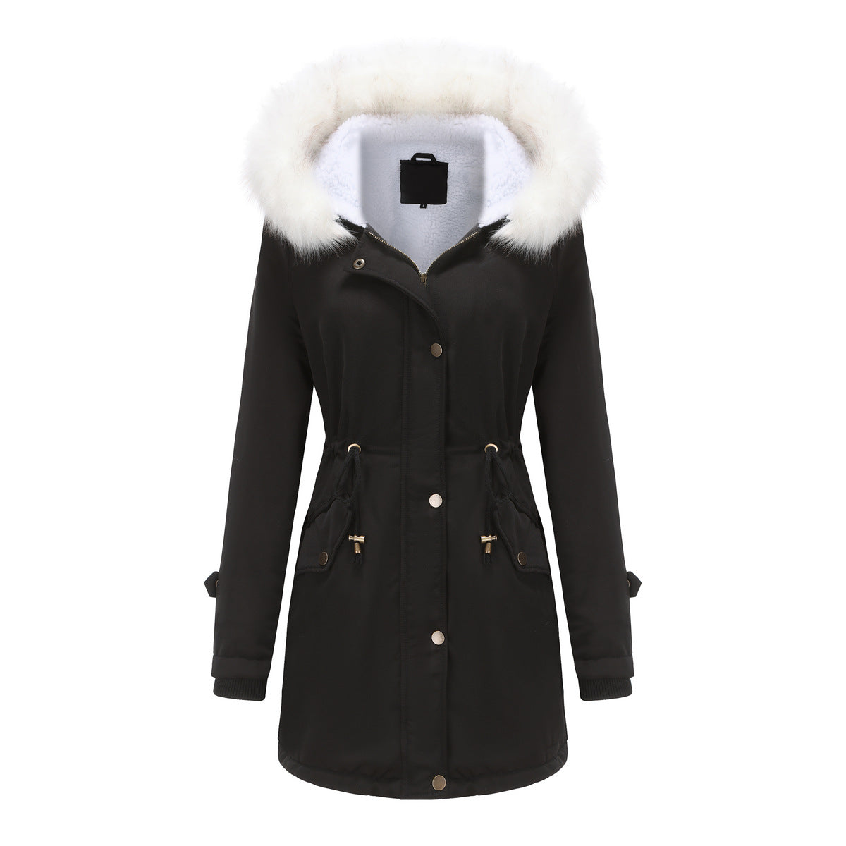 Detachable Fur Collar Hooded Cotton Padded Coat