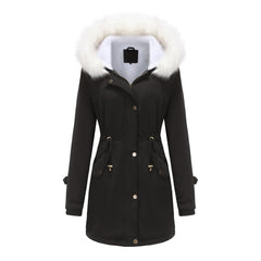 Detachable Fur Collar Hooded Cotton Padded Coat