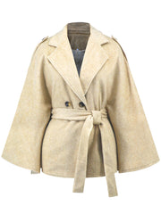 Collared Thin Strap Slim Fit Cloak Robe Woolen Coat