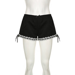 Sexy Lace Bow Stitching Basic Casual Low Waisted Shorts