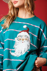 Christmas Santa Claus Casual Striped Long-Sleeved Sweater