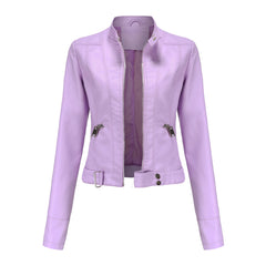 Women Thin Leather Short Jacket