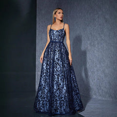 Elegant Floral Embroidery Evening Dress