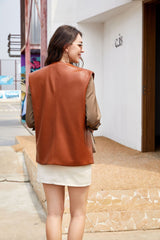 Sleeveless Faux Leather Vest Loose Short Coat