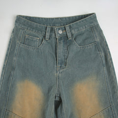 Street Vintage Retro Blue Washed Loose Jeans