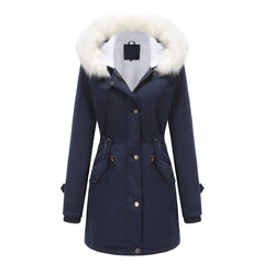 Detachable Fur Collar Hooded Cotton Padded Coat