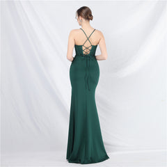 Elegant Boning Corset Vest Split Camisole Evening Dress