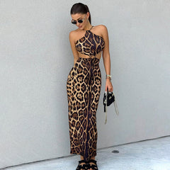 Sexy Leopard Print Bandeau Sling Party Dress