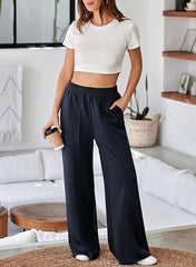 Women High Waist Loose Wide Leg Trousers