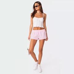 Women Plaid Beach Loose Fitting Shorts