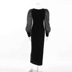 Elegant Puff Sleeve Korean Velvet DayDress