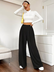 Elegant High Waist Wide Leg Casual Pants