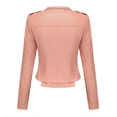 Long Sleeved Rivet Leather Jacket