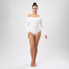 White One Shoulder Ruched Bodysuit