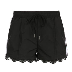 Street Lace Stitching Striped Loose Casual Shorts