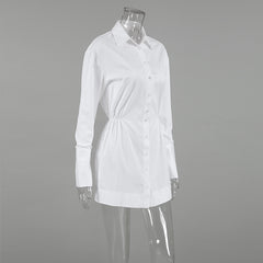 Long Sleeve Polo Collar Shirt Dress