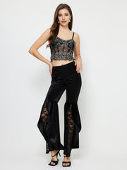 Women Elegant Lace Casual Bell Bottom Pants