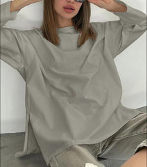 Loose Long Sleeve Split T shirt