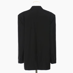 Oversize Black White Stitching Loose Thick Thread Blazer