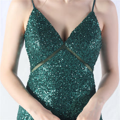 Elegant V-Neck A line Sequined Formal Dress