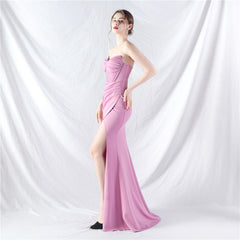 Elegant Boning Corset High End Satin Evening Dress