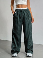 Casual High Waist Loose Drooping Straight Leg Pants