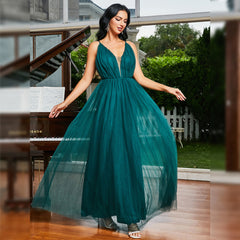 Elegant Sleeveless Green Slim Fit Evening Dress