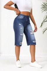 Summer Ripped Cropped Straight Leg Loose Shorts