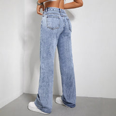 Women Wide Leg Mopping High Waist Denim Jeans