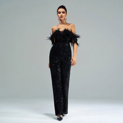 Women Backless Sequined Jumpsuit