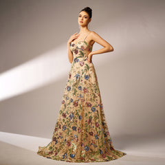 Elegant Sleeveless Strap Sequined Evening Dress