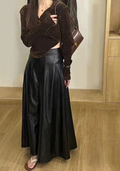 Women High Waist Retro Leather Skirt