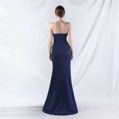 Elegant Beaded Split Rhinestone Evening Dress