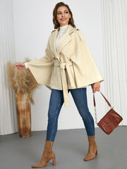 Collared Thin Strap Slim Fit Cloak Robe Woolen Coat