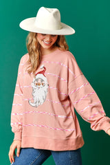 Christmas Santa Claus Casual Striped Long-Sleeved Sweater