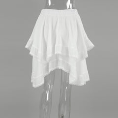 White Lace A Swing Loose Skirt