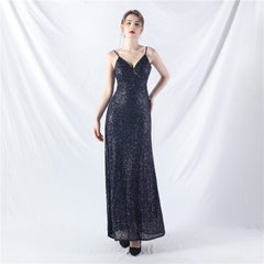 Elegant V-Neck A line Sequined Formal Dress