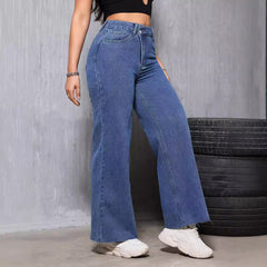 Retro Blue Worn Straight Loose Thin Denim Jeans