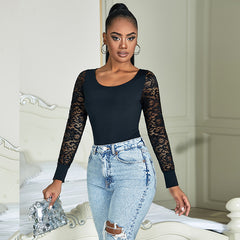 Sexy Long Sleeve Lace Bodysuit