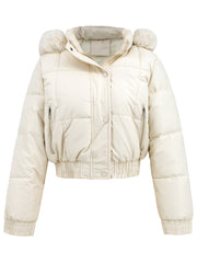 Women Short Slim High Waist Padded Jacket