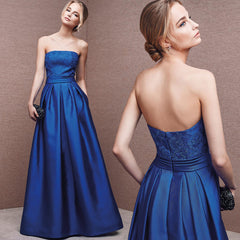 Elegant Strapless Royal Blue Evening Dress